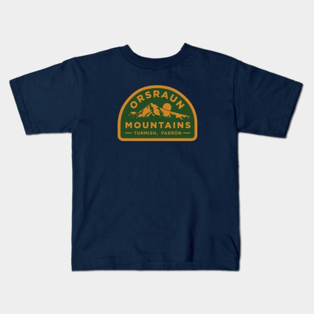 Orsraun Mountains Kids T-Shirt by MindsparkCreative
